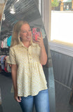 Yellow Flower Babydoll Short Sleeve Top