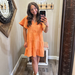 Gauze Tired Dress Orange