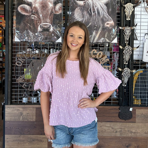 Flutter Sleeve Swiss Dot Top