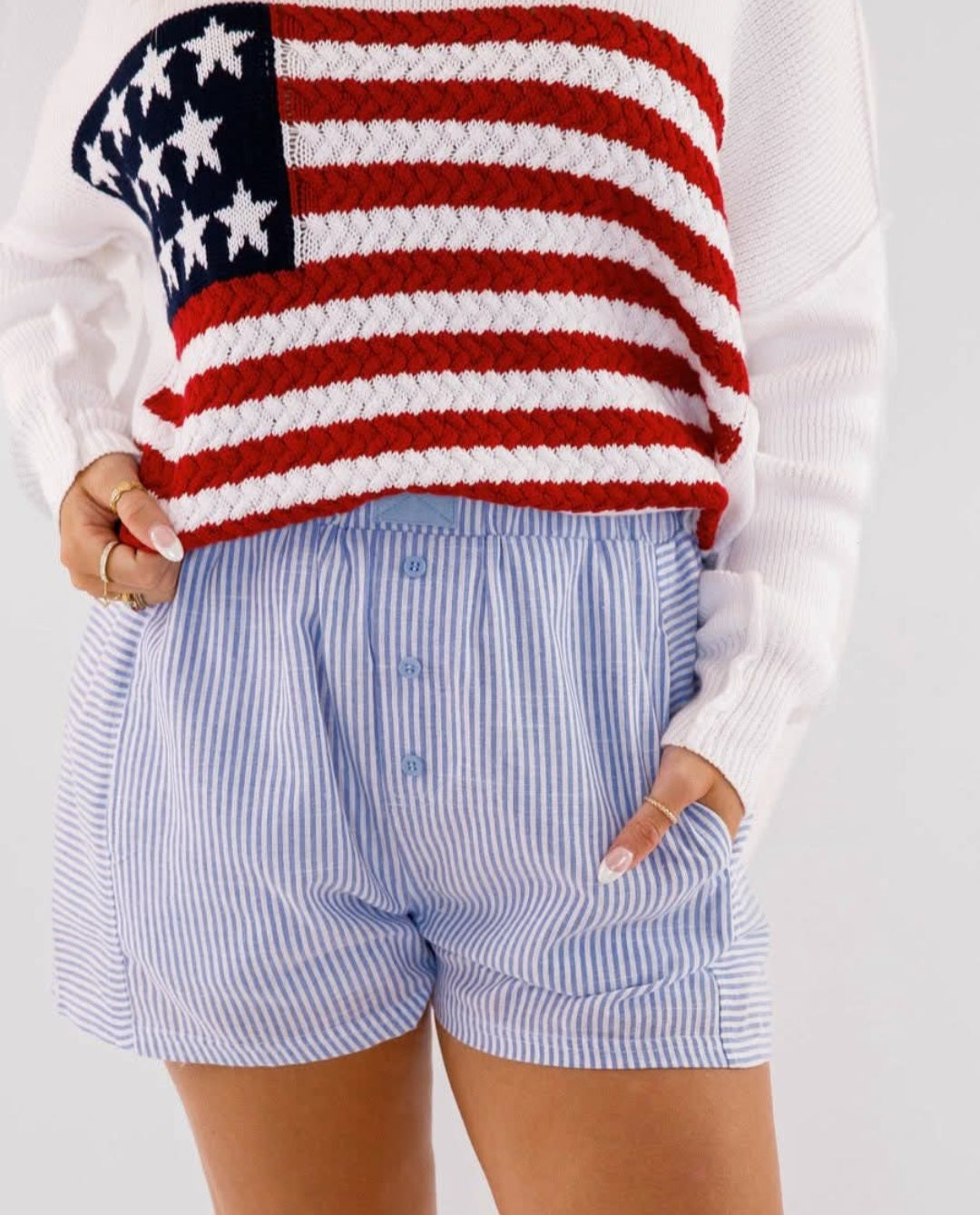 Blue Striped Shorts