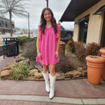 Ruffle Sleeve Pink Mineral Wash Dress