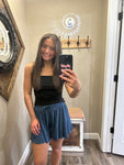 Blue Distressed Hem Shorts