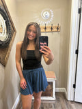 Blue Distressed Hem Shorts
