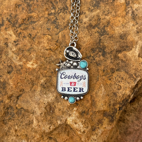 Cowboys & Beer Layering Necklace Silver