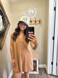 Mineral Wash Tank Dress Tan