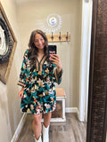 Black Mix Patterned 3/4 Sleeve Dress