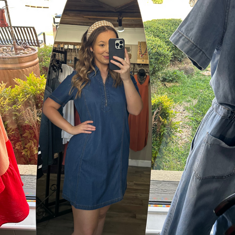 Dark Denim Zipper Dress