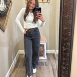 Cropped Wide Leg Pant Black Wash