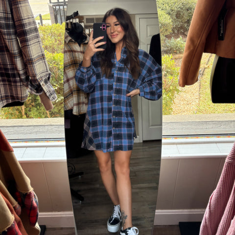 Mixed Plaid Oversized Dress
