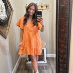 Gauze Tired Dress Orange