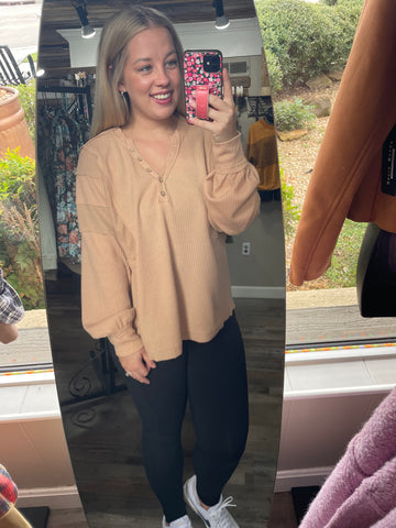 Oversized  Comfy  Knit Balloon Sleeve Top