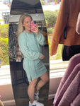 Mineral Washed Raglan Sleeve Casual Mini Dress Sage