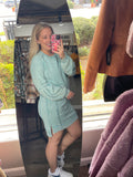 Mineral Washed Raglan Sleeve Casual Mini Dress Sage