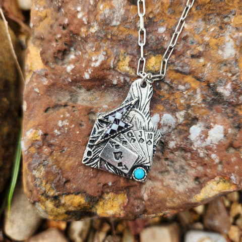Card Deck  Cow Tag Layering  Necklace