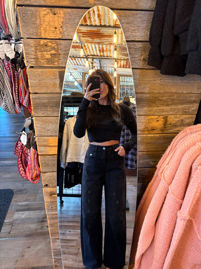 Risen Black Wash Barrel Jean