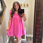 Ruffle Sleeve Pink Mineral Wash Dress