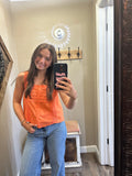 Orange Button Front Tank Top