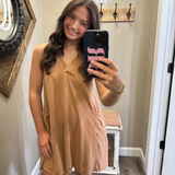 Mineral Wash Tank Dress Tan