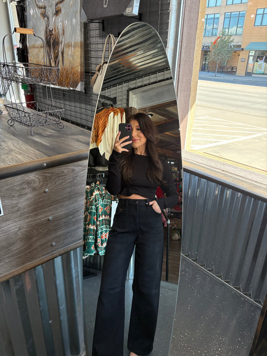 Risen Black Wash Barrel Jean