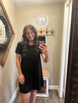 Black Cutout  Detail Pocket Dress