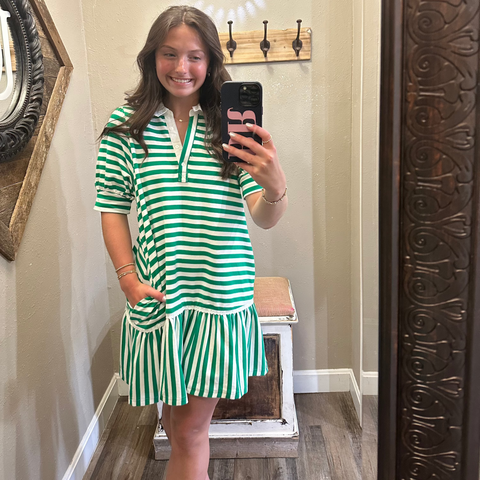 Striped Lace Collar Dress
