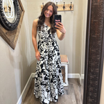 One Shoulder Black Print Maxi Dress