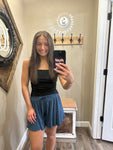 Blue Distressed Hem Shorts