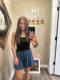 Blue Distressed Hem Shorts