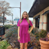 Purple Mock Neck Mini Dress