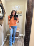 Orange Flutter  Sleeve Sweater Top